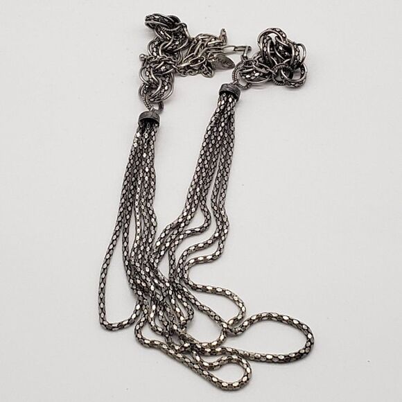 George Silver Tone 5 Strand Ring Link Necklace & Spring Silver Faux Gem Bracelet - Picture 3 of 14